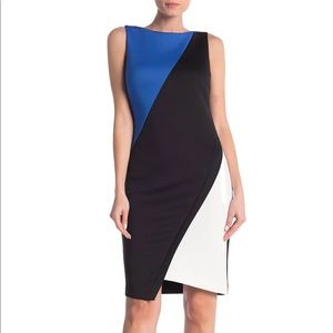 Tommy Hilfiger Colorblock Asymmetrical Scuba Dress